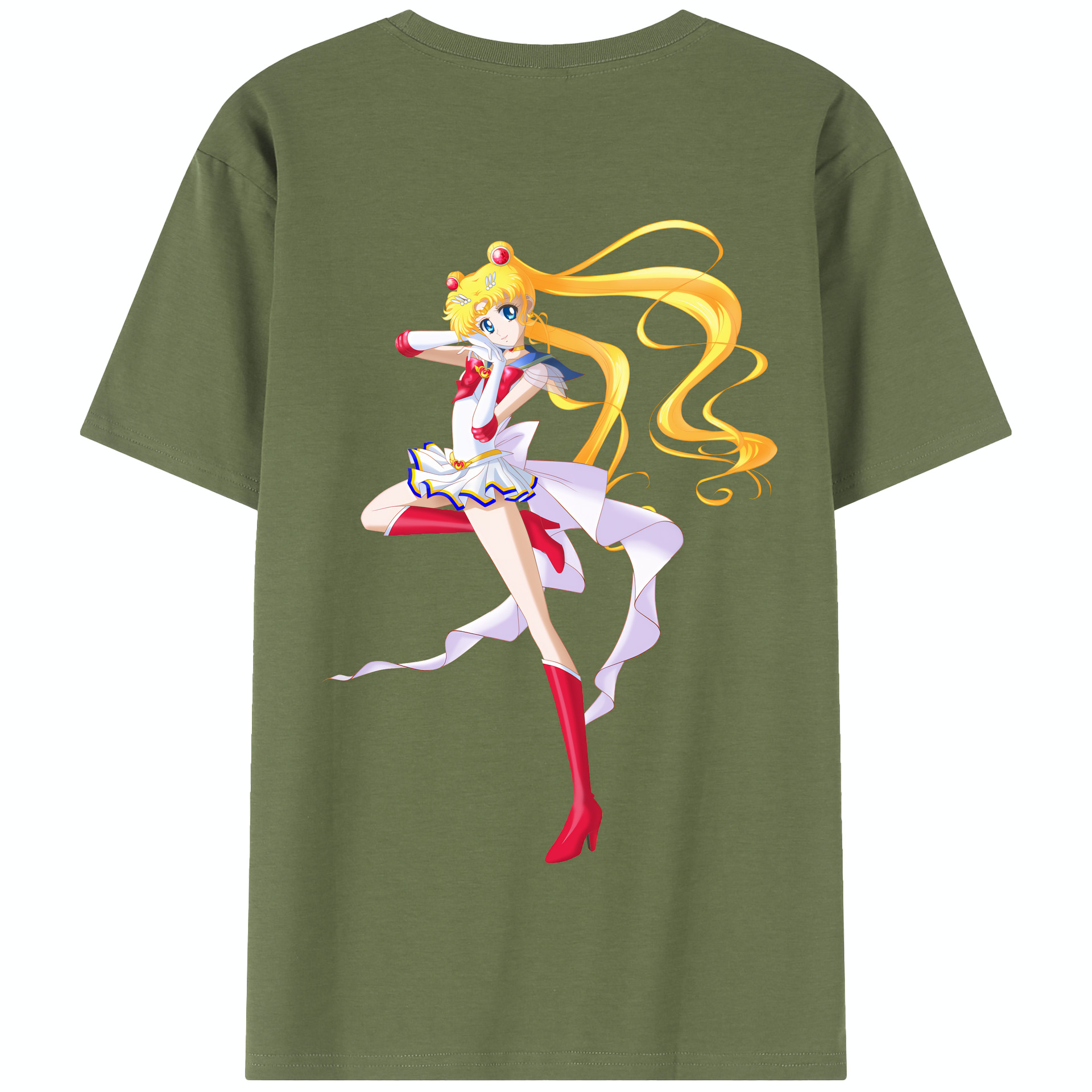 （画像用） 美少女戦士セーラームーン 月野 うさぎ つきの うさぎ Sailor Moon Tsukino Usagi 綿100％半袖Tシャツ（背面プリント）